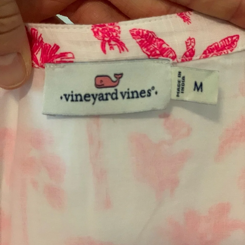 Vineyard Vines Pink Palm Print Ruffle Cap-Sleeve Dress - Picture 5 of 5